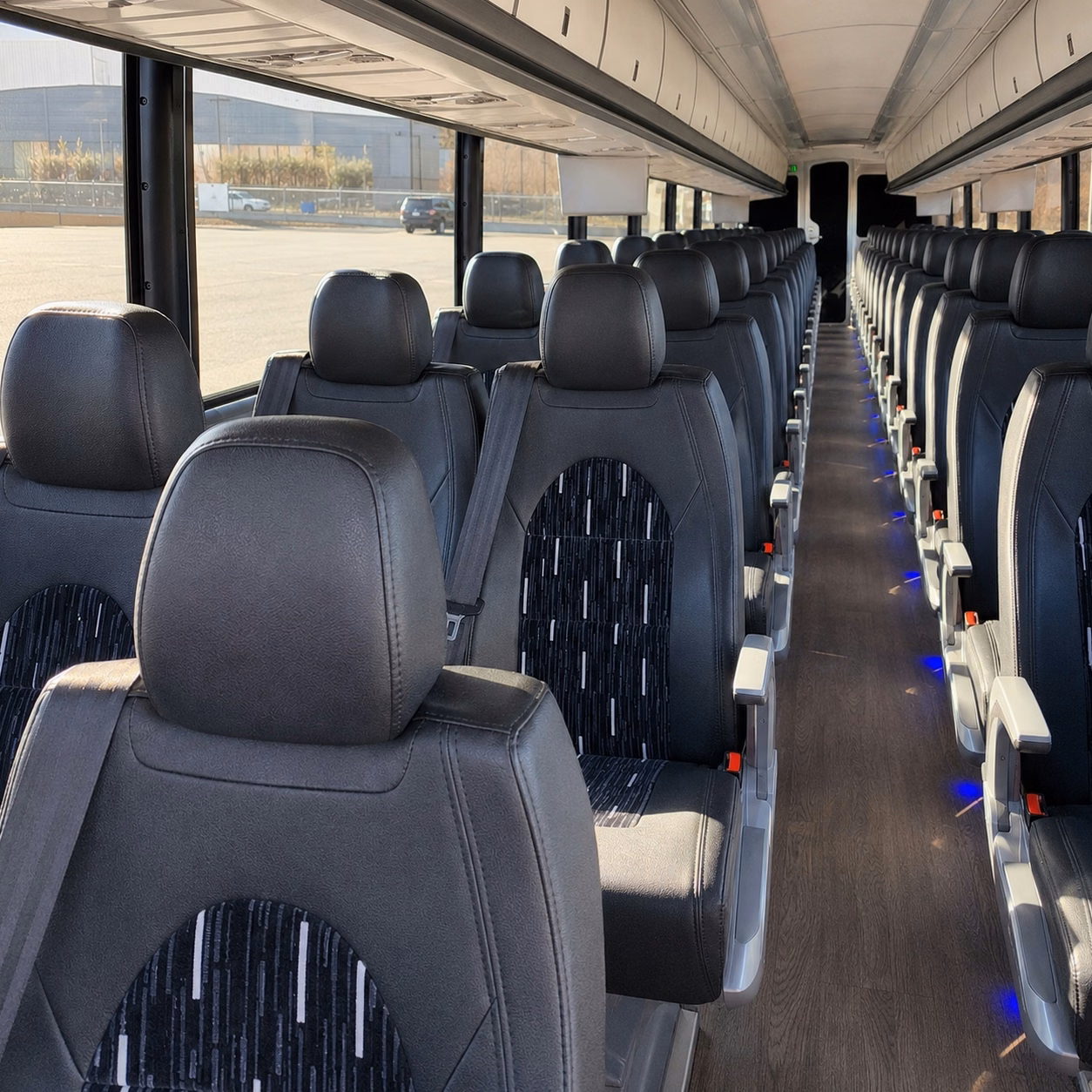 56 passenger charter bus inside